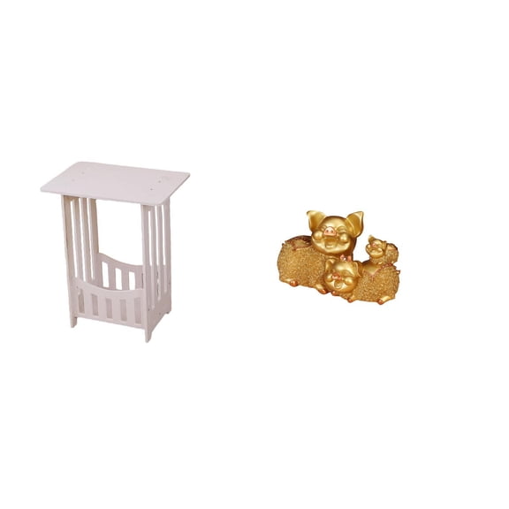 2 Pieces Bedside Table Lucky Pig Figurine Animal Statue Resin Material for Living Room Home Decor Display