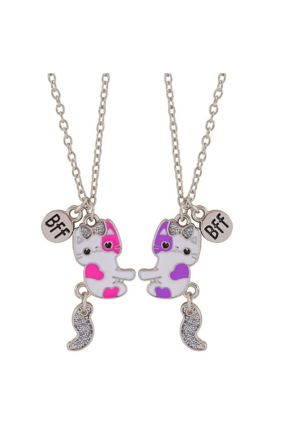 2 Pieces Best Friend Necklace Cute Cat Pendant Neckchain Good Friend Choker