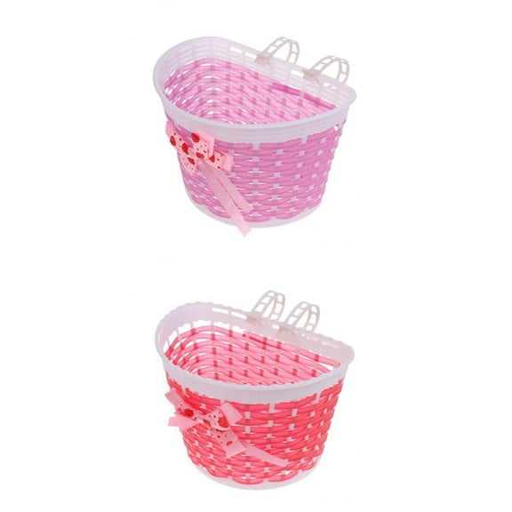 2 Pieces Bike Basket for Girls Bike Decorations Accessories Front Handlebar Bike Basket with Bows DIY Bike Decoration Kits Gift for Children Kids Girls