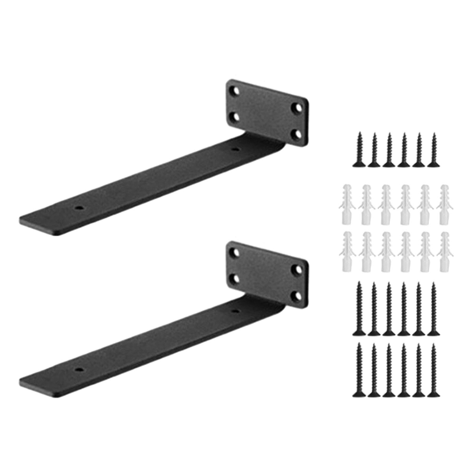 2 Pieces Black L Floating Shelf Brackets Aluminum Heavy Duty with Accessories for Dining Room