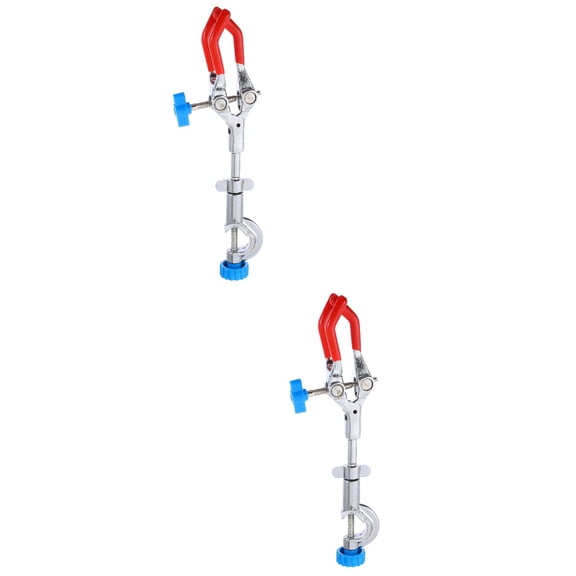 ROMANSENTIAL 3 Prong Finger Clamp Silver, Durable Iron, Ergonomic Design, Great for Experiments 2Pcs