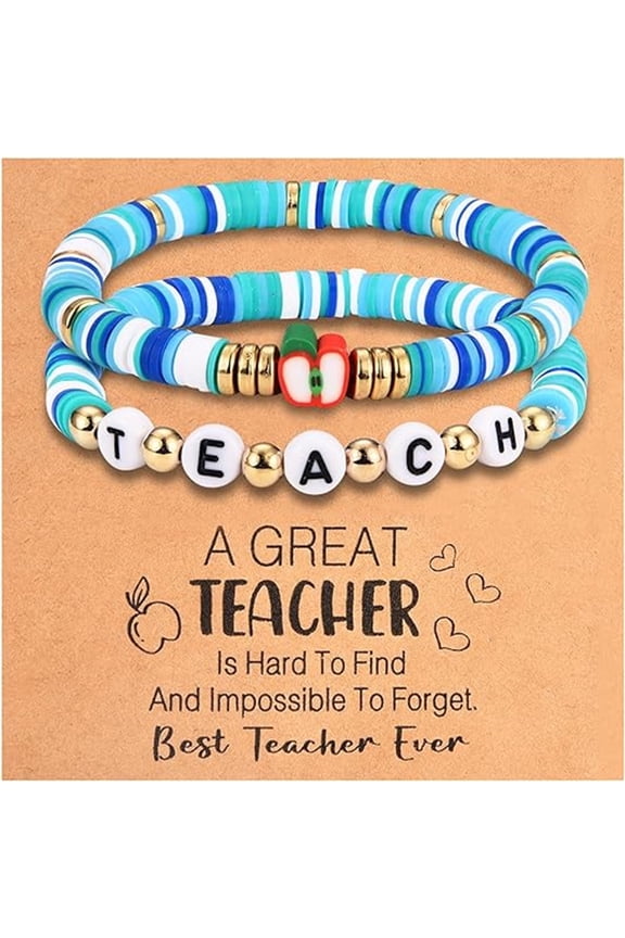 2 Pieces Bohemian Soft Ceramic Mixed Color Random Matching Bracelet for Student Graduation Gift for Teacher.