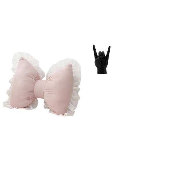 2 Pieces Bow Cushion Rock Gesture Statue Handcrafted Resin PP Material Home Decor for Bedroom Living Room Office