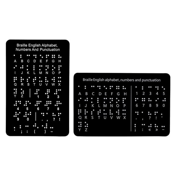 2 Pieces Braille English Alphabet Board Learning Card Teaching Aid Portable Compact Size for Visually Impaired Students