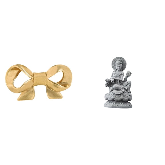 2 Pieces Brass Bowknot Furniture Handle Cabinet Pull Guan Yin Figurine Sturdy Brass for Bedroom Hallway Table Accents