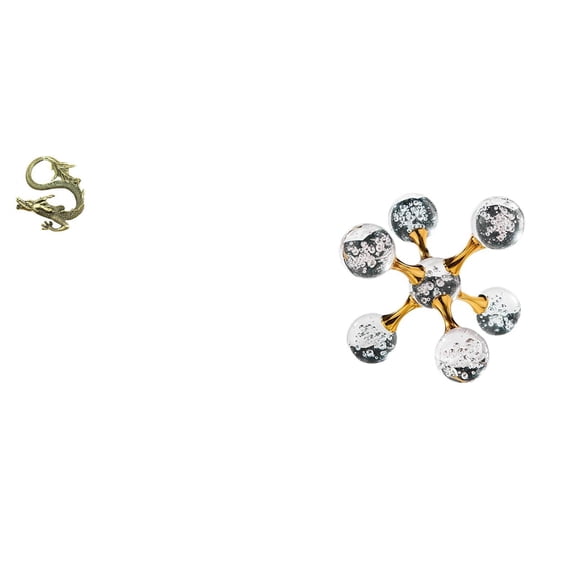 2 Pieces Brass Bubble Sphere Mini Figurine Artistic Glass Ornament for Office Shelf Living Room Decoration