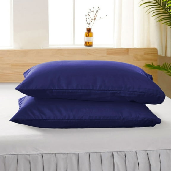 Sahpxhe 2 Pieces Brushed Pillow Covers with Solid Color, Comfortable Breathable Pillowcases for Household Bedding Decorations 29.52x17.71in Blue