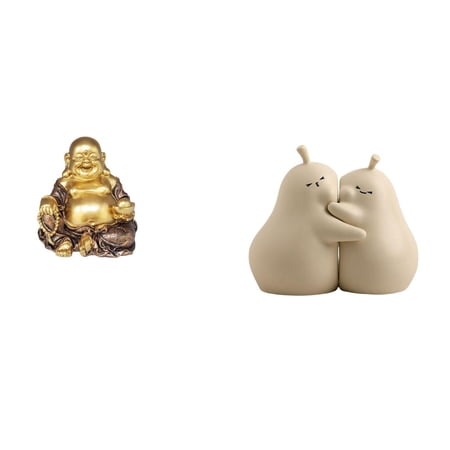 2 Pieces Buddha Statue Bookend Bodhisattva Sculpture Decorative Resin Material for Home Office Bookshelf Display
