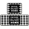 thumbnail image 1 of 2 Pieces Buffalo Plaid Kitchen Rugs Set Farmhouse Decor Kitchen Mat Black and White Rug, Water Absorb Microfiber Kitchen Rug Checkered Rug for Kitchen,17"x47"+17" x23", 1 of 5
