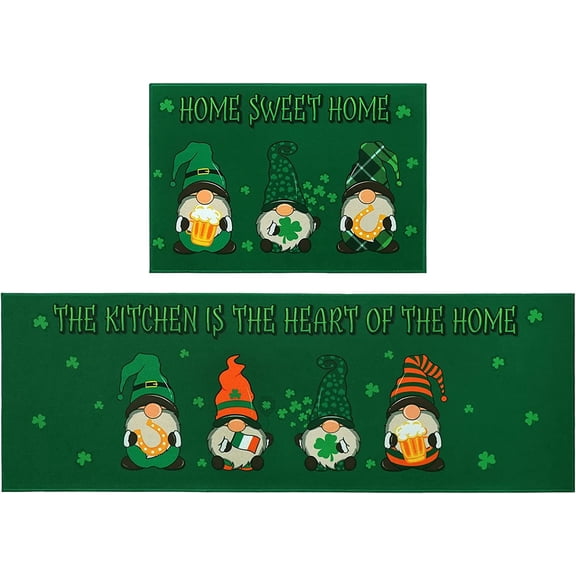 2 Pieces Buffalo Plaid Kitchen Rugs Set Farmhouse Decor Kitchen Mat Black and White Rug, Water Absorb Microfiber Washable Runner Rugs Decoration Checkered Mats,17"x 47"+17" x 23"( Sweet Home)