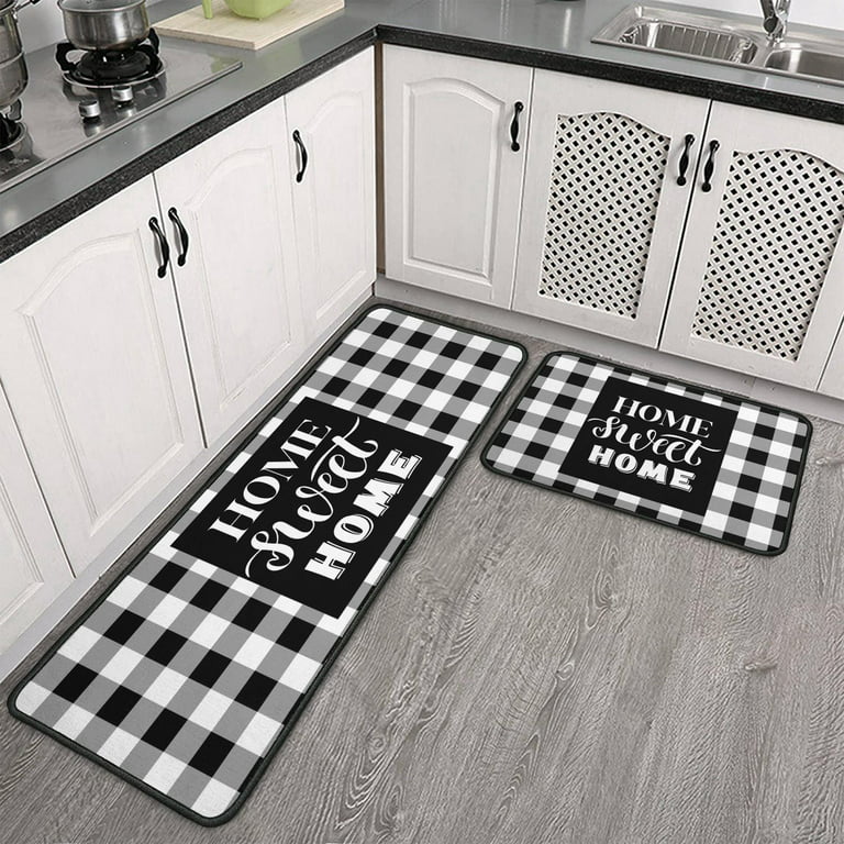 Black & white kitchen  Checkered kitchen decor, Black kitchen