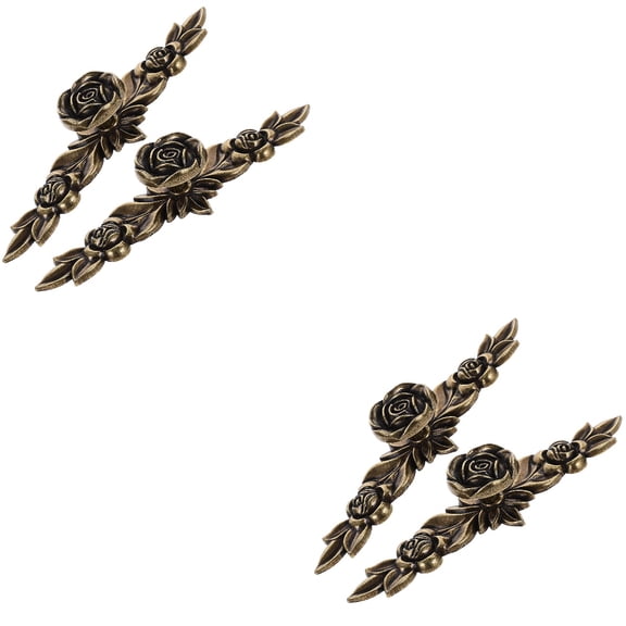 2-Pack Rose Cabinet Handles for Drawer and Wardrobe, Retro Style Single Pulls, Hardware