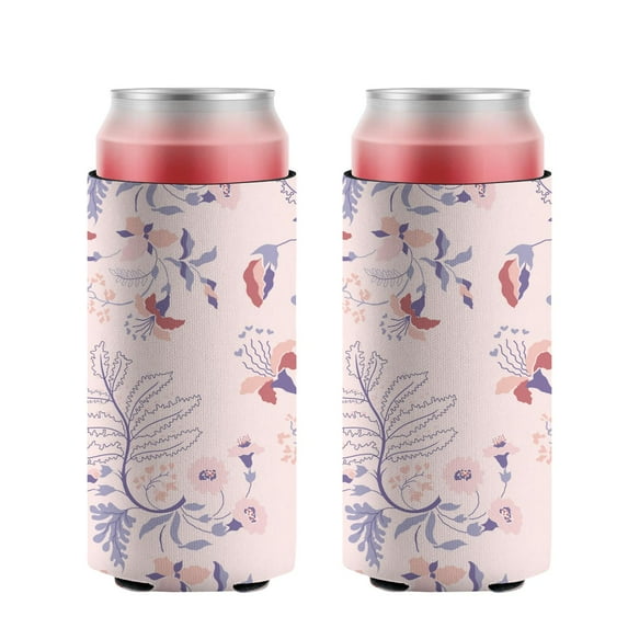 2 Pieces Can Cooler Sleeves Insulated Collapsible Beer Sleeve Flower Floral Soda Beer Can Covers for Birthday Party Wedding