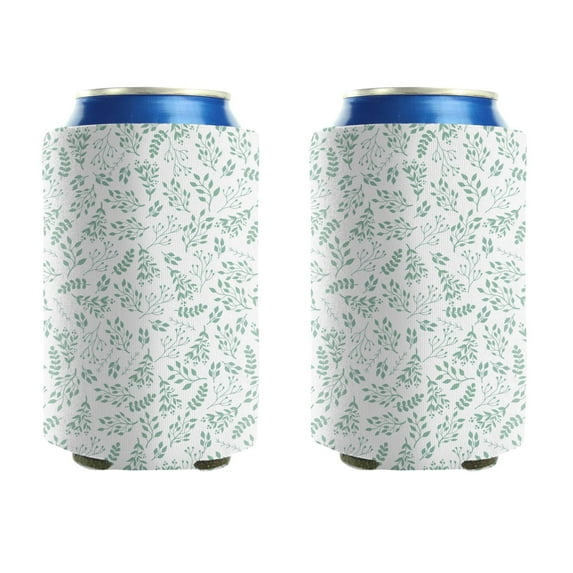 2 Pieces Can Cooler Sleeves Insulated Collapsible Can Sleeves Green Leaf Botanical Soda Beer Can Covers for Energy Drink & Beer
