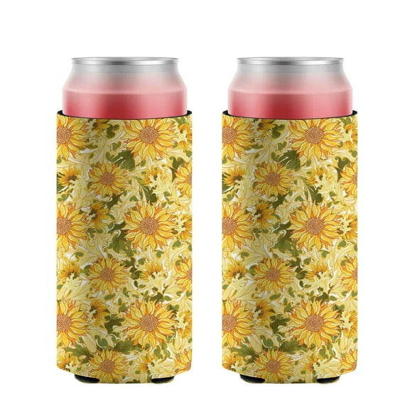 2 Pieces Can Cooler Sleeves Insulated Collapsible Can Sleeves Sunflower Farmhouse Soda Beer Can Covers for Bulk for Soda