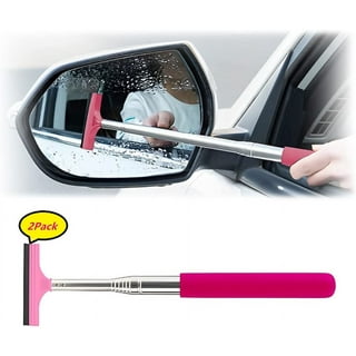 CHAMAIR Car Side Mirror Squeegee Car Mirror Squeegee Portable Car Squeegee  Car Rearview Mirror Wiper Telescopic Auto Mirror Squeegee Cleaner 38.6in  Long Handle Mini Squeegee for Car (Pink) 