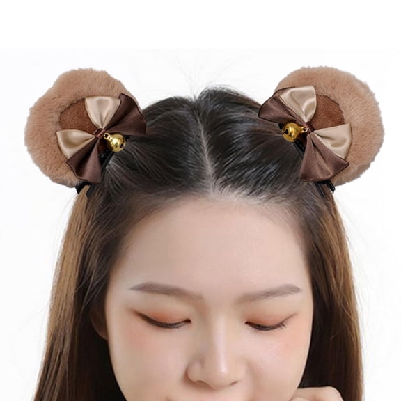 2 Pieces Cartoon Animal Ears Hair Clips Bear Ear Hair Clips Party Headpiece Anime Cosplay Lolita Barrette for Party Cosplay Anime Theme Girls Brown