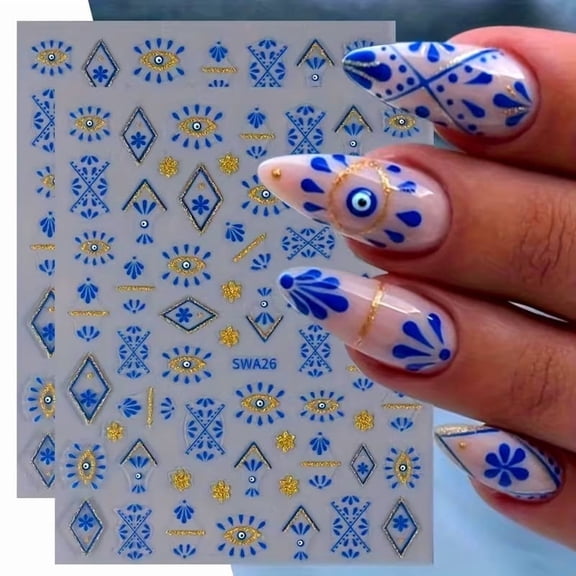 2 Pieces Cartoon Devil Eye Nail Art Stickers - Matte Resin Self-Adhesive Decorations for Creative Manicures