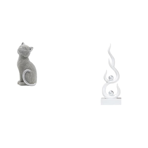 2 Pieces Cat Figurine Abstract Fire Sculpture Resin Material Home Decor for Living Room Shelf Desk Ornament