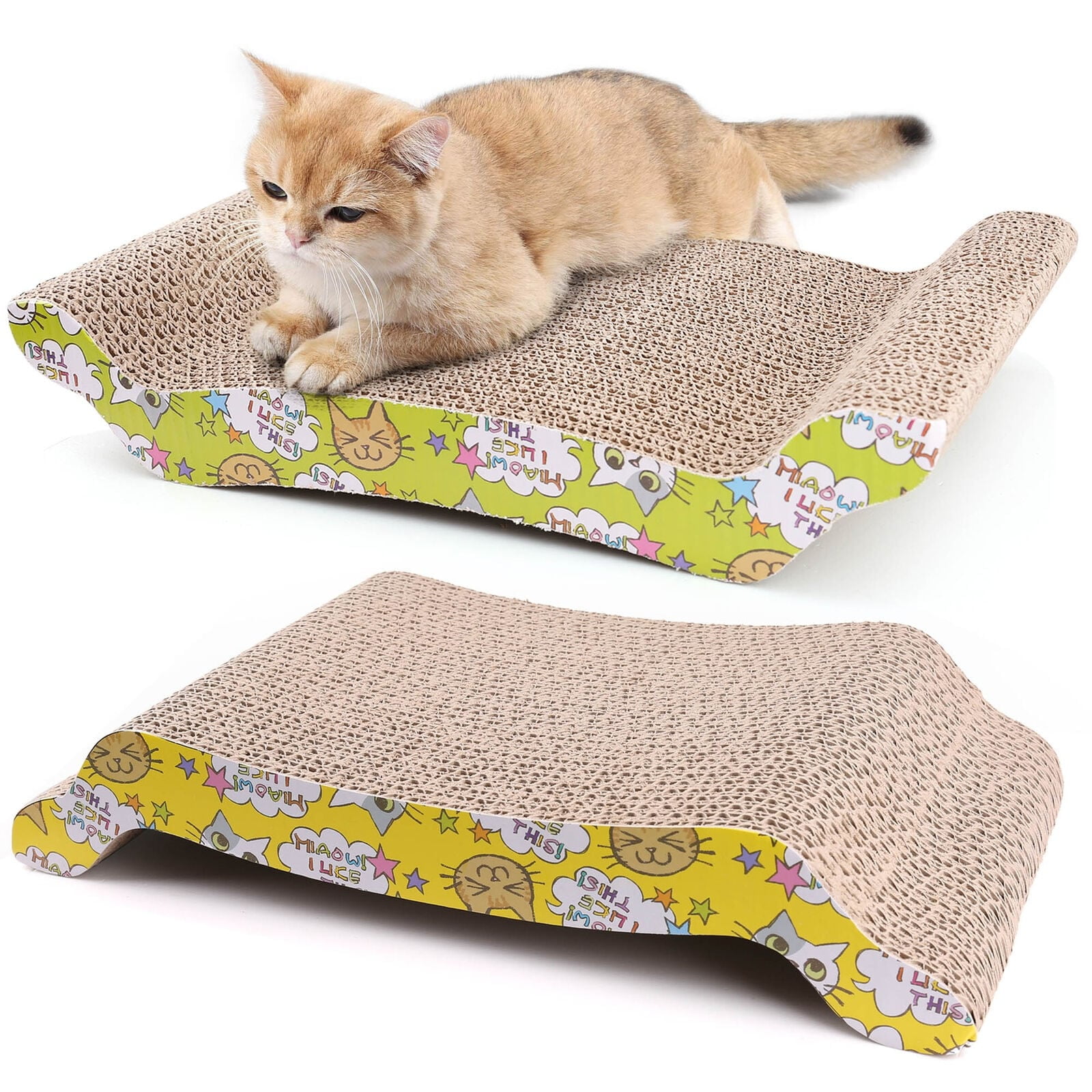 Reversible Corrugated Cardboard Cat Scratcher with Catnip