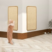 2 Pieces Cat Scratcher Mat Sisal Cat Scratching Pad Scratch Mat for Cat with Adhesive Loop Tape Cat Scratch Pad Rug 19.69×9.84"(Beige)