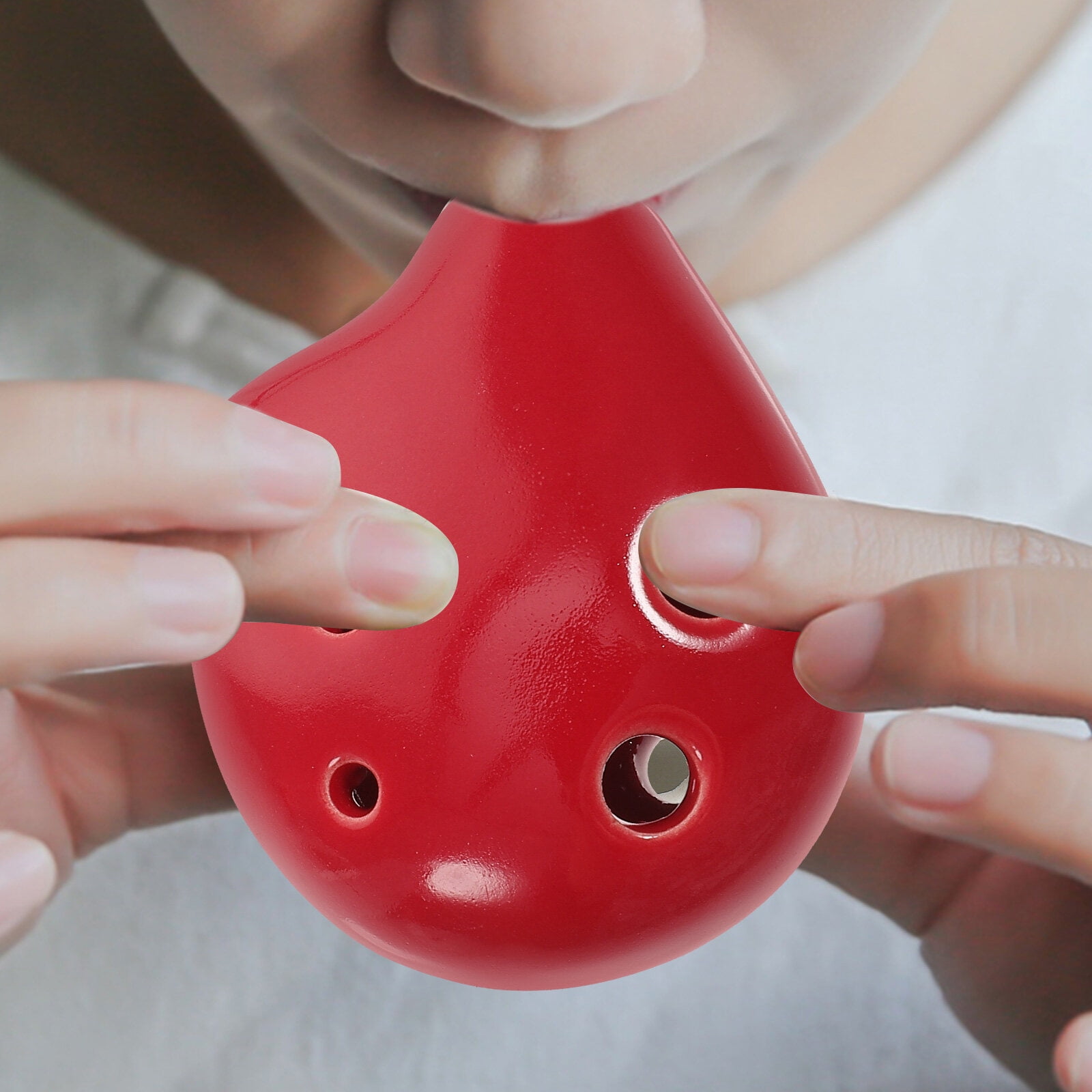 Moluckfu Ocarina Instrument Beginner Different Shapes Red Ceramic 2Pcs 2.4x1.9x1in