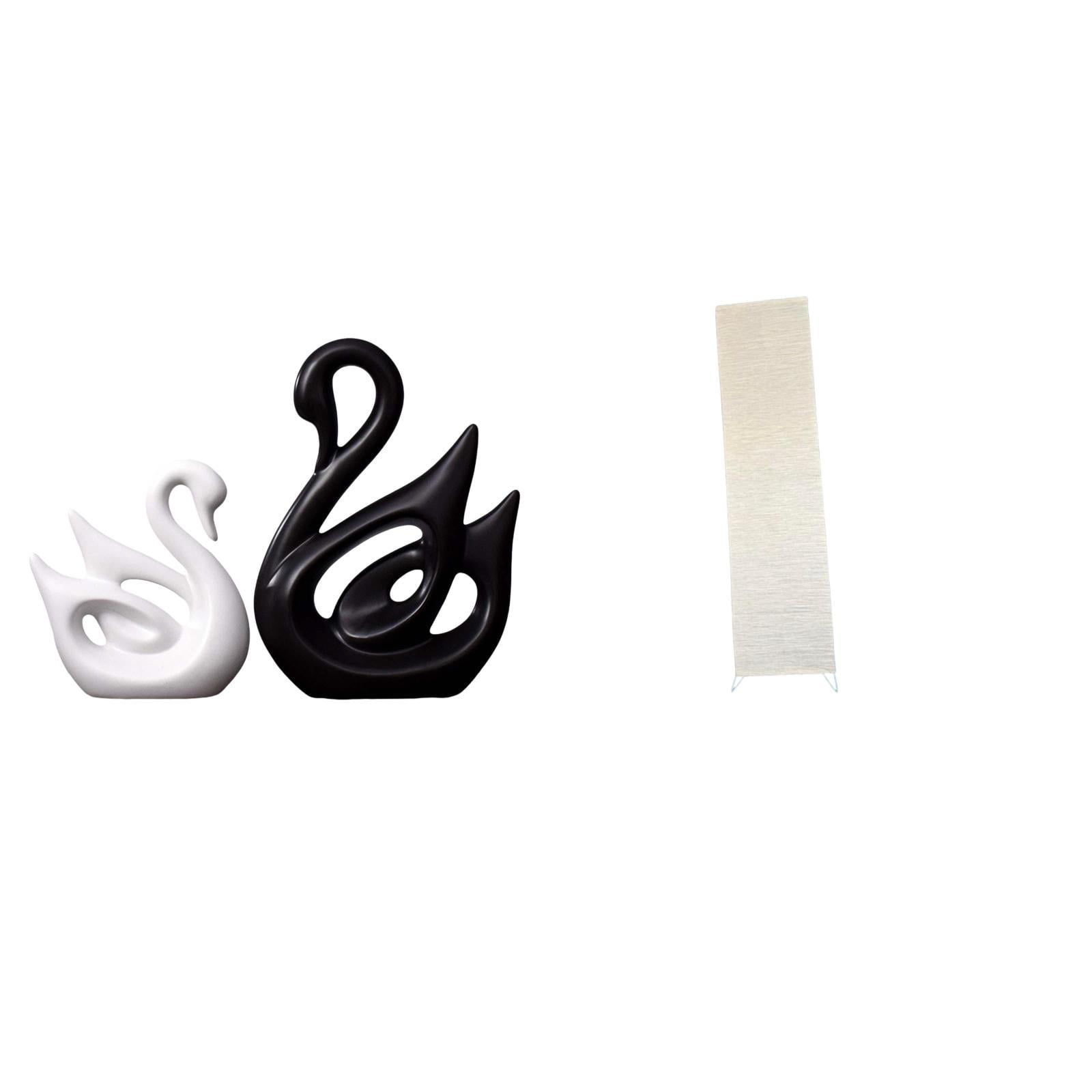 2 Pieces Ceramic Swan Statue Paper Floor Lamp Shade Deer Sculpture Minimalist Design for Living Room Office Decor