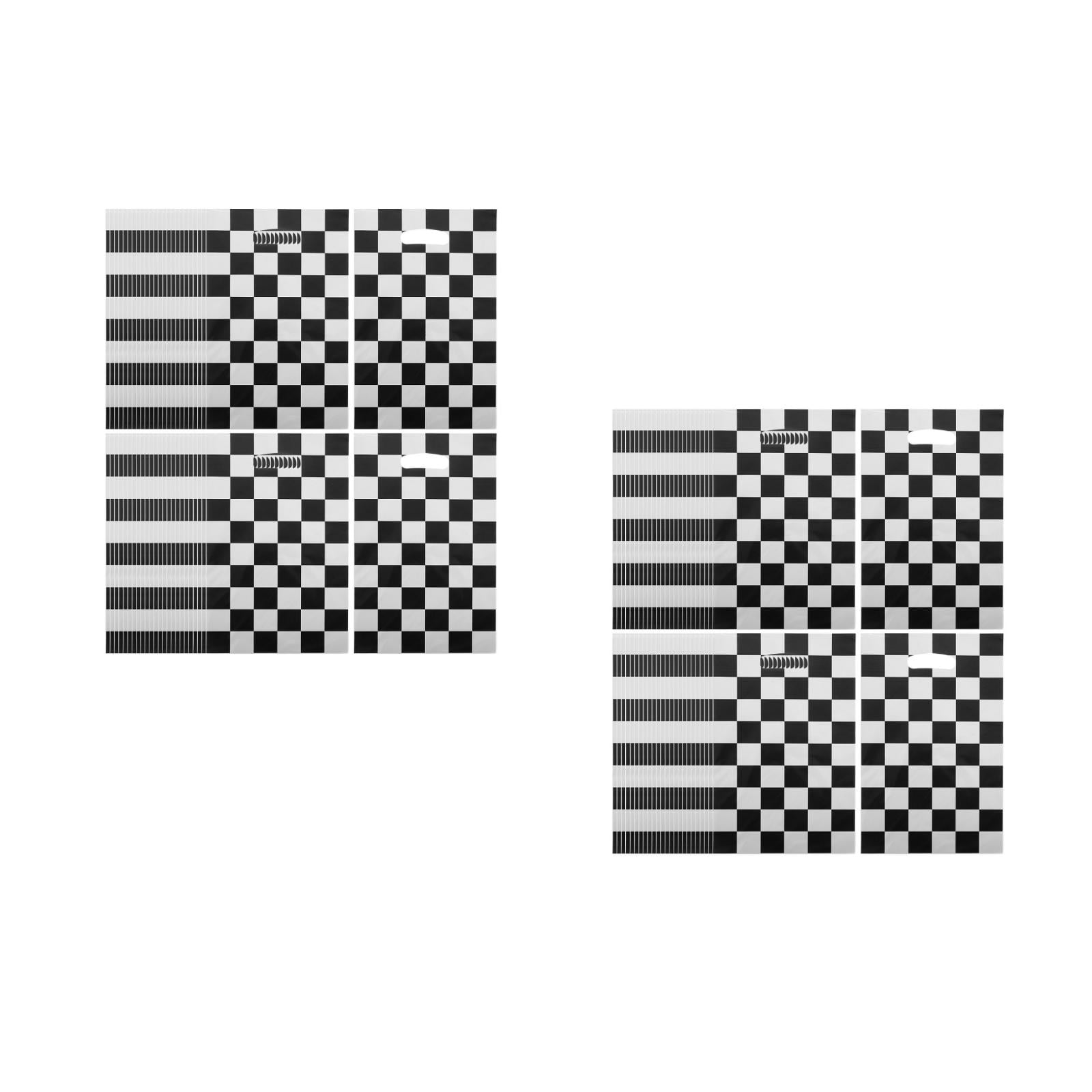 30-Pack Black & White Checkered Race Car Gift Bags - 6.5x10 Inches, Plastic Goody Bags For Racing Theme Party