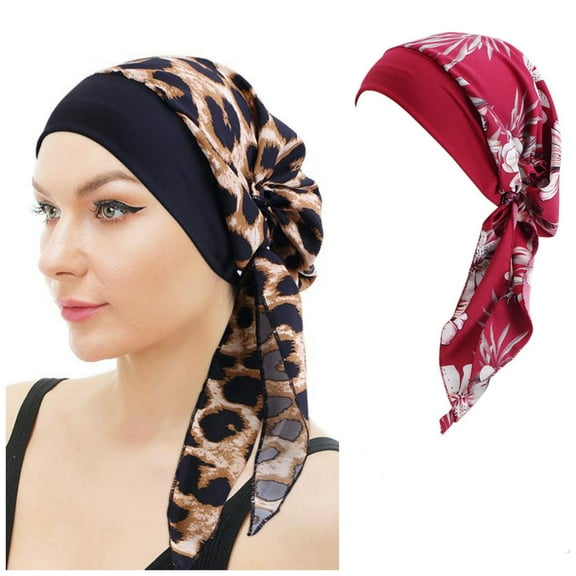 Airvexalon 2-Piece Polyester Turbans, Head Scarves, Headwraps for Women
