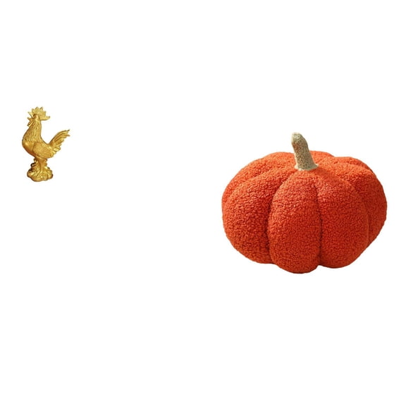 2 Pieces Chicken Figurine Rooster Sculpture Halloween Pumpkin Pillow Lifelike Plush for Bedroom Living Room Decor