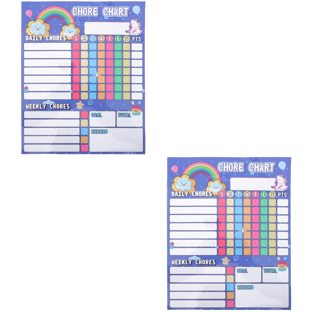 2 Pieces Children's Chore List Good Behavior Chart for Kids at Home