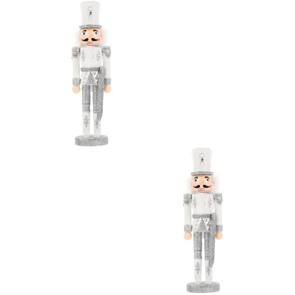 2 Pieces Christmas Nutcracker Ornaments Dinner Table Decor Silver