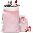 thumbnail image 1 of 2 Pieces Christmas Santa Gift Bag Pink Velvet Drawstring Bag Treat Bag for Xmas Party Favor Supplies Holiday Wrapping, 1 of 6