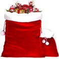 thumbnail image 1 of 2 Pieces Christmas Velvet Santa Bags with Drawstring in 2 Size Large Christmas Bags Santa Gift Sacks for Xmas Playing Present Toy(Red), 1 of 5