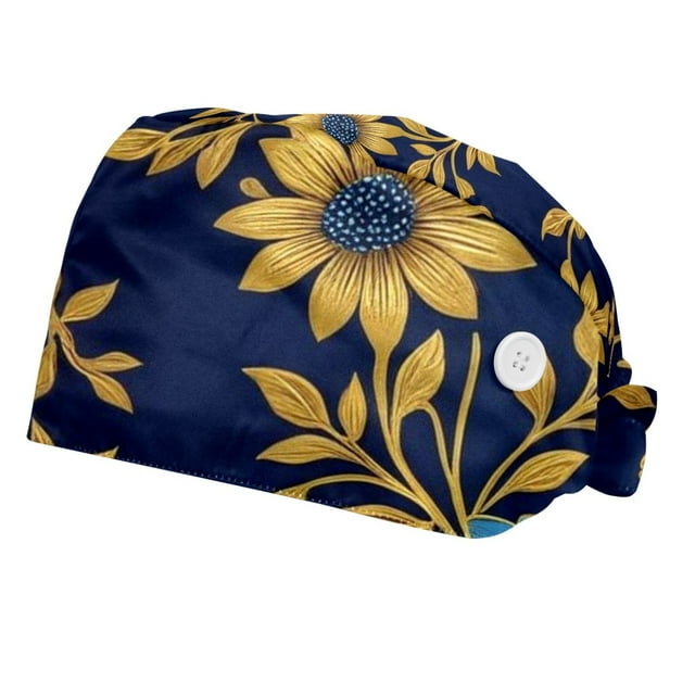 2 Pieces，Chrysanthemum flower embroidery，Scrub caps women，Scrub caps ...