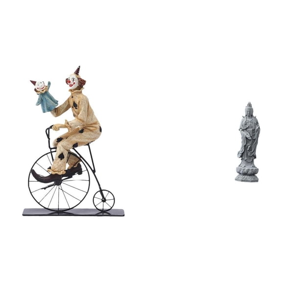 2 Pieces Clown Figurine Statue Guan Yin Sculpture Resin Material for Office Desk Living Room Home Decor