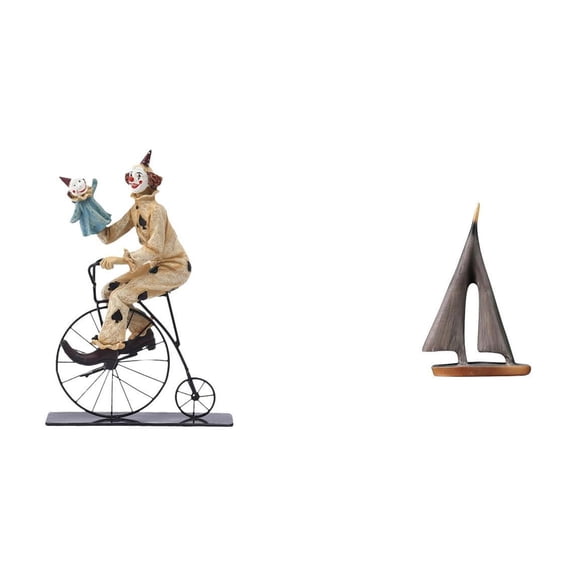 2 Pieces Clown Statue Ship Ornament Decorative Sculpture Resin Design for Dining Room Hotel Desktop