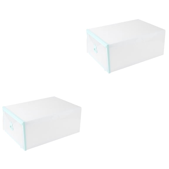 SOPOTUTU Large Capacity Shoe Storage Containers, Green, Set of 2, and Stackable Organizer Boxes for Shoes