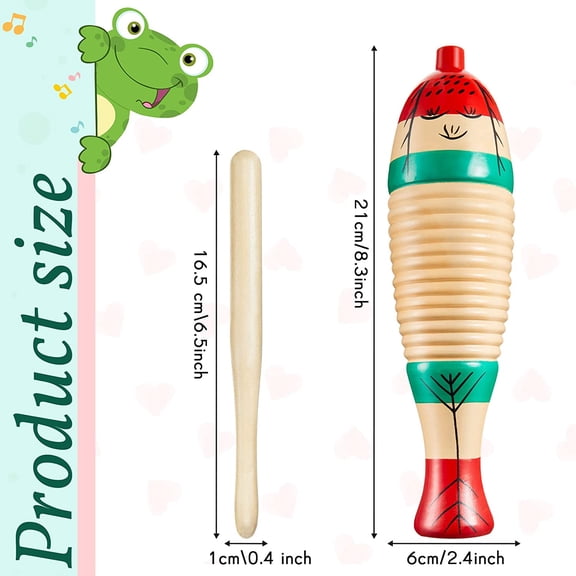 2 Pieces Colorful Fish Shape Scraping Fish Musical Instruments, Latin Music Wooden Frog Musical Instrument, Music Percussion Instrument, for Adults and Rhythm Sticks