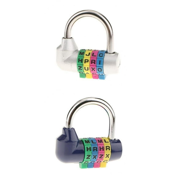 2 Pieces Combination Lock Letter Lock Digit Padlock 4 Digit Resettable Code for School Gym and Sports Lockers
