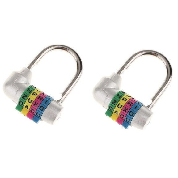 2 Pieces Combination Lock Letter Lock Padlock 4 Digit Dial for School Gym Locker and Toolbox