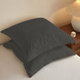 thumbnail image 1 of 2-Pieces Cotton Dark Grey Embroidered Quilted Pillow Shams Euro Size, 1 of 4