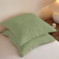thumbnail image 1 of 2-Pieces Cotton Green Embroidered Quilted Pillow Shams Euro Size, 1 of 4