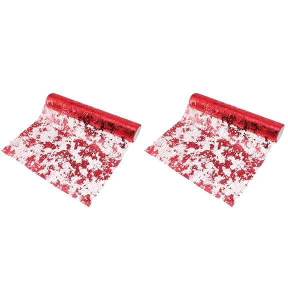 2 Pieces Covered Mesh Hot Stamping Decorative Table Runner Tall End Tulle Skirt Banquet