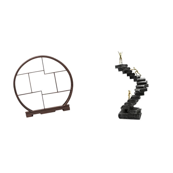 2 Pieces Craft Display Stand Ladder Statue Book Sculpture Resin Material for Home Office Desktop Decor