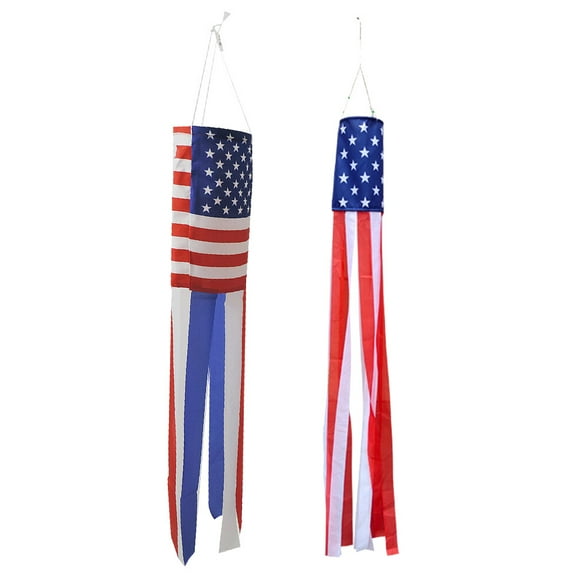 Set of 2 USA Flag Wind Direction Banners, Decorative Garden Flags for Balcony, Patio, Indoor and Outdoor Display