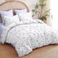 thumbnail image 1 of 2 Pieces Cute Bowknot Comforter Set for Boys Girls Dreamy Princess Style Princess Style Purple Floral Twin Bedding Set Ultra Soft Reversible Garden Flower Comforter with Pillowcases, 1 of 6