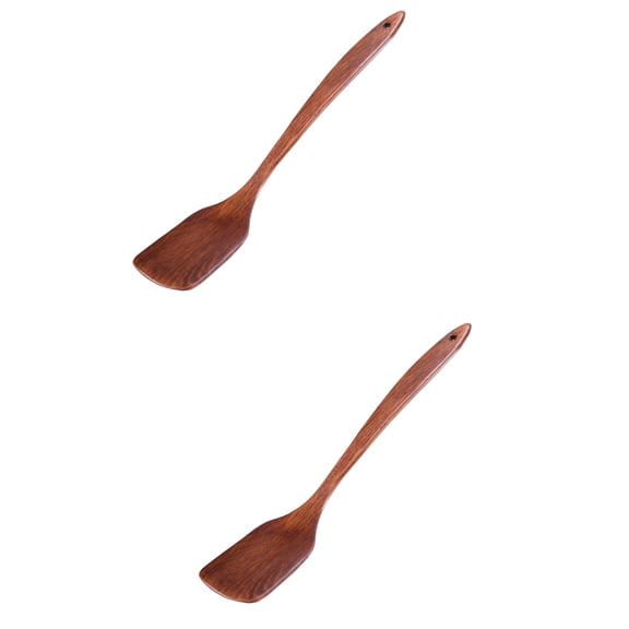 Mobutofu Not Easy to Deform Wood Spatula Brown 2Pcs 15.4x3.1in