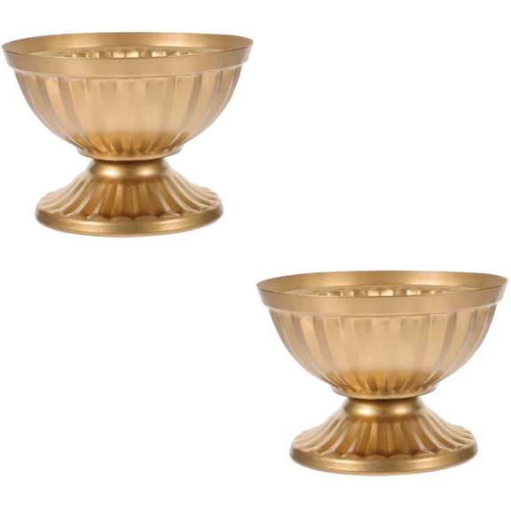 2 Pieces Cylinder Small Gold Vase European Style Flower Pot Office