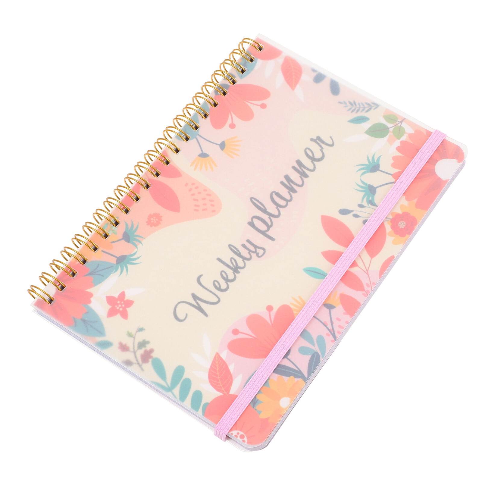 2 Pieces Daily Planner Coil Design English Work Notebook Floral Print